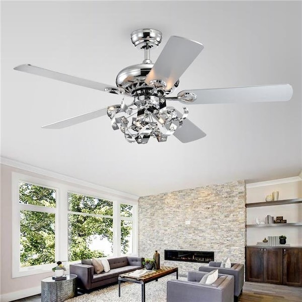 Warehouse Of Tiffany CFL-8446REMO-CH 52 in. Maree Indoor Remote Controlled Ceiling Fan with Light Kit; Chrome CFL-8446REMO/CH - main